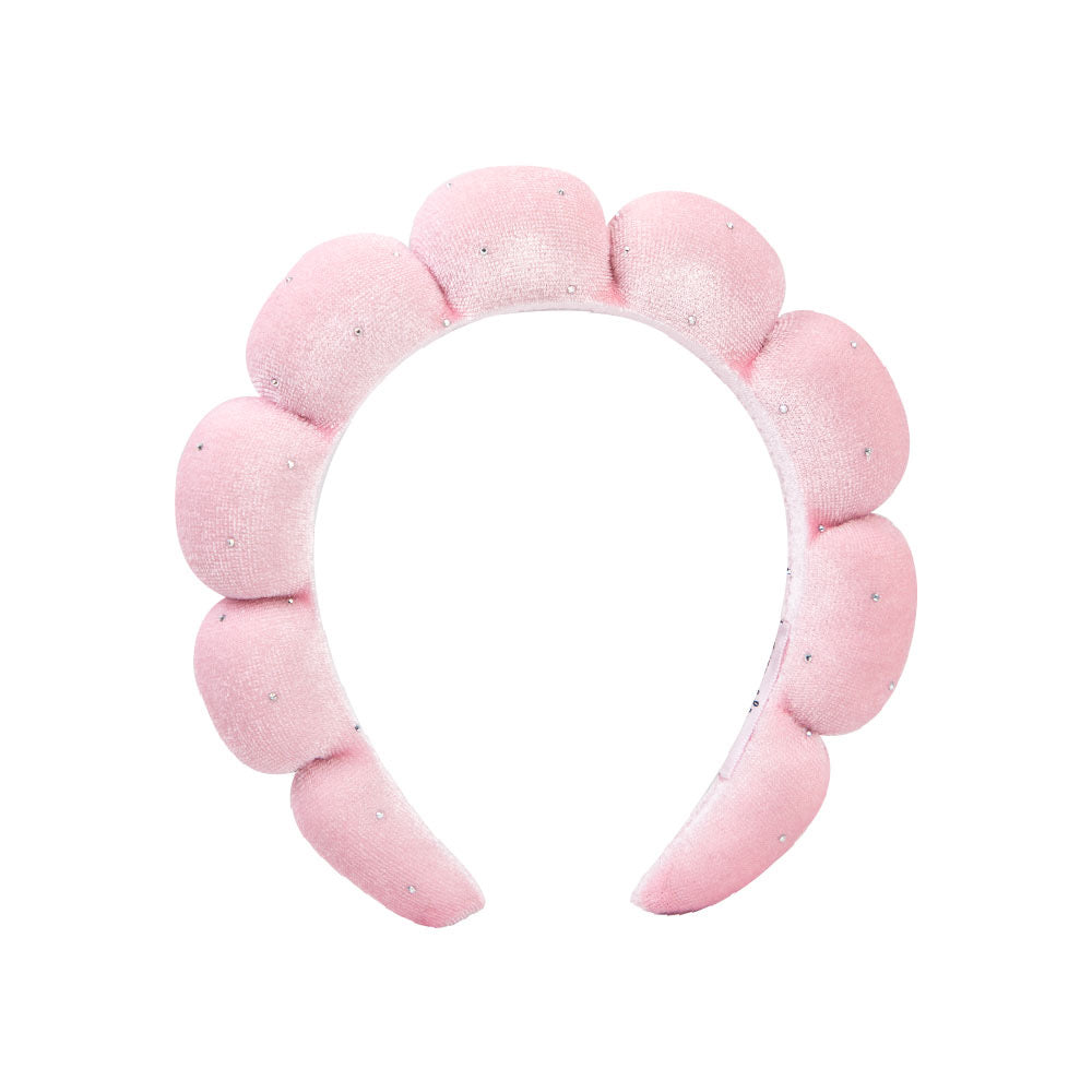 Diamanté Crystals Velvet Padded Cloud Headband | Luxury Skincare Headband