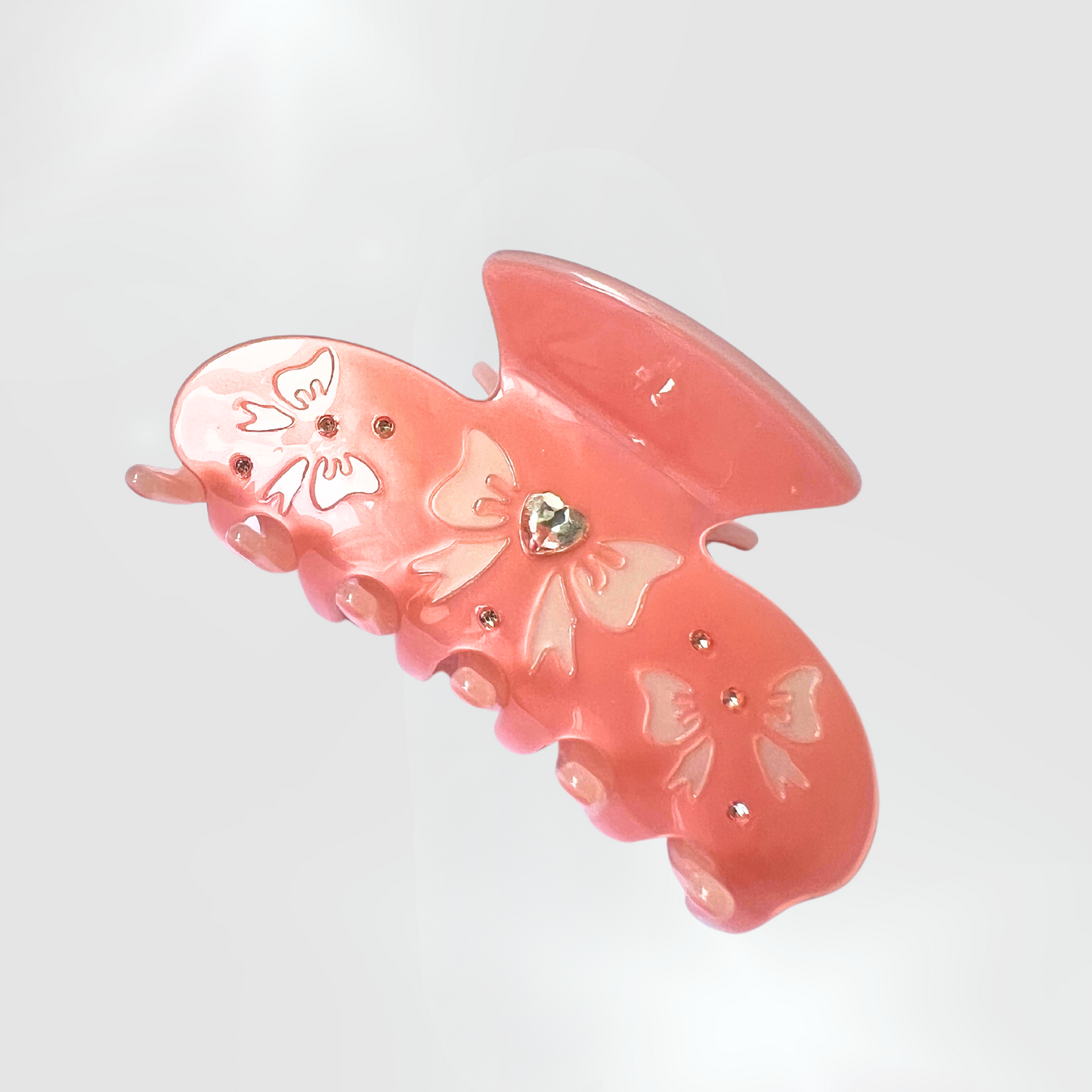 Coquette diamanté hair clips | Bow detail claw clip