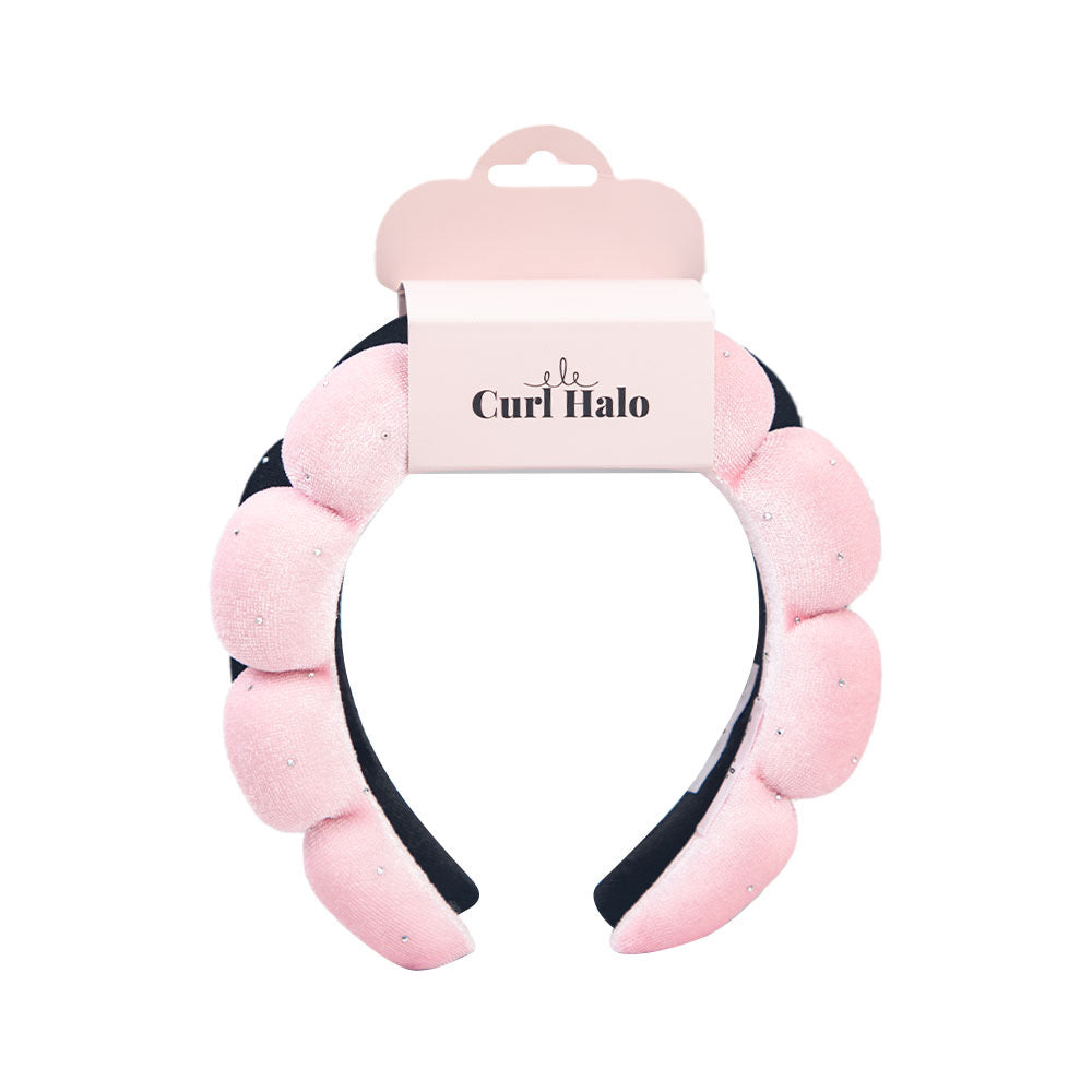 Diamanté Crystals Velvet Padded Cloud Headband | Luxury Skincare Headband