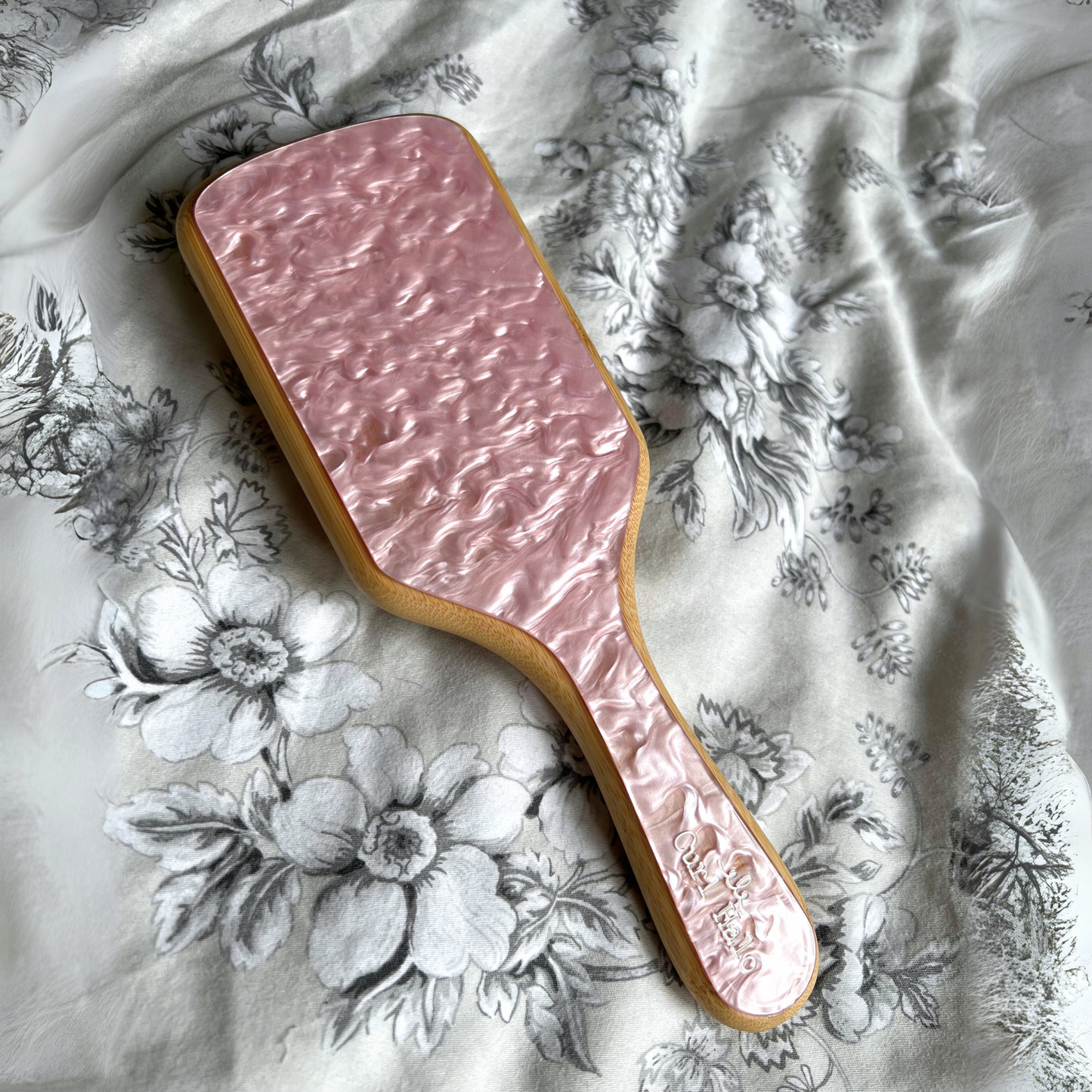 Bamboo Paddle Hair Brush | Pink Marble Brush