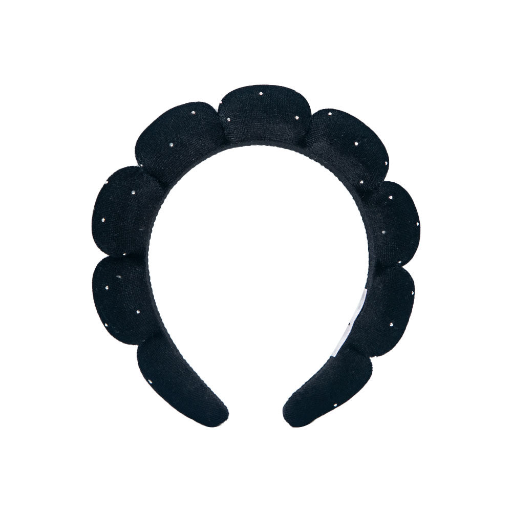 Diamanté Crystals Velvet Padded Cloud Headband | Luxury Skincare Headband