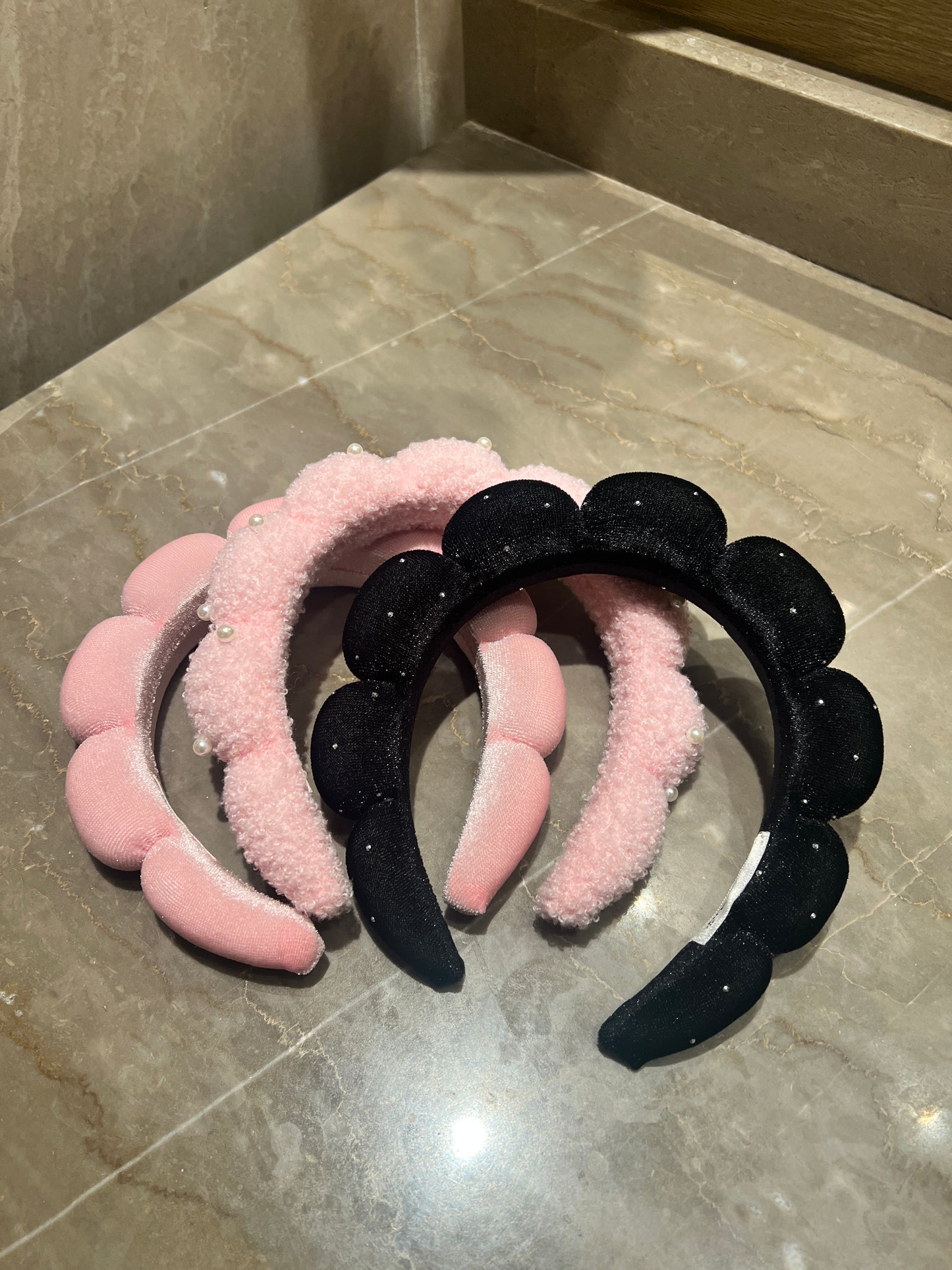 Diamanté Crystals Velvet Padded Cloud Headband | Luxury Skincare Headband