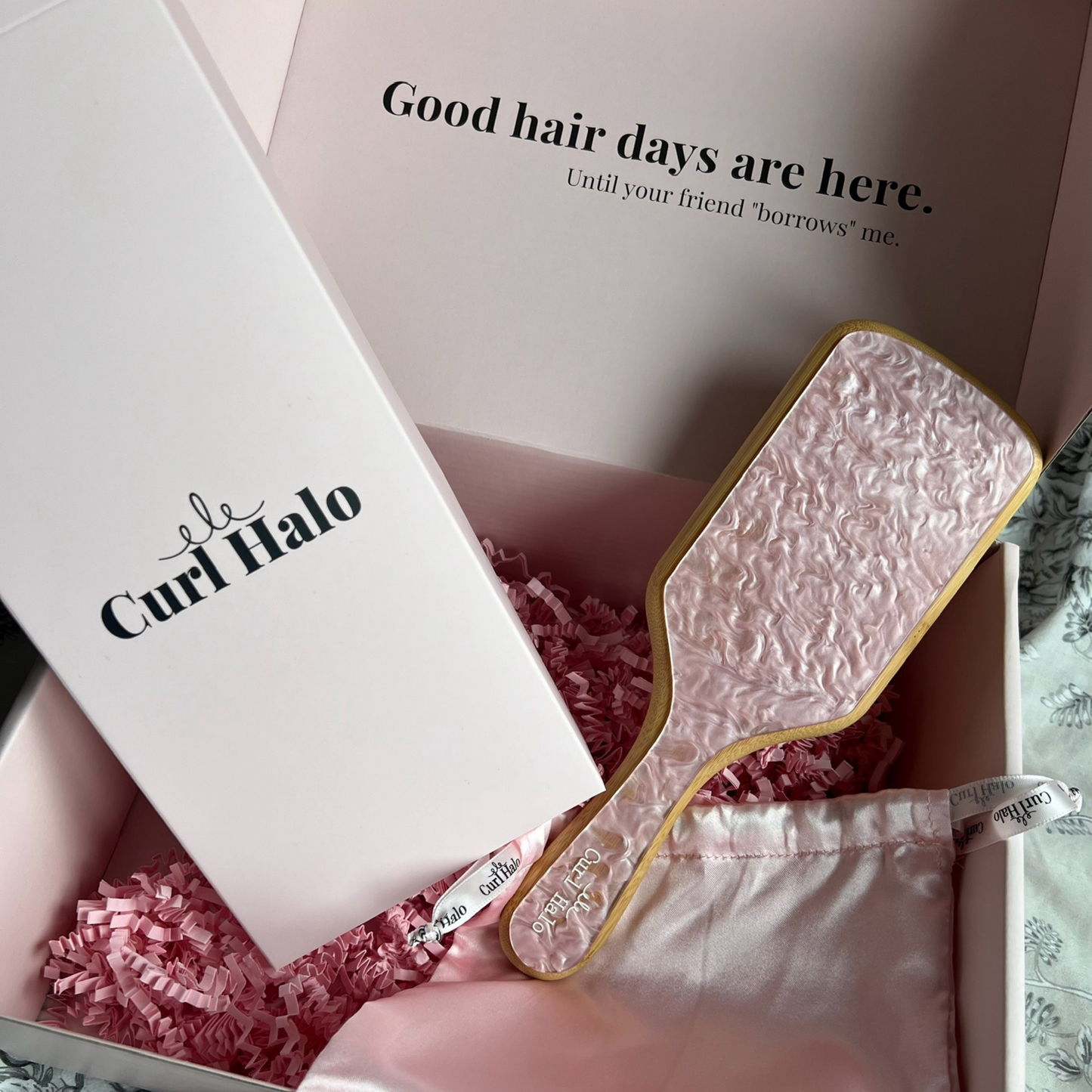 Bamboo Paddle Hair Brush | Pink Marble Brush