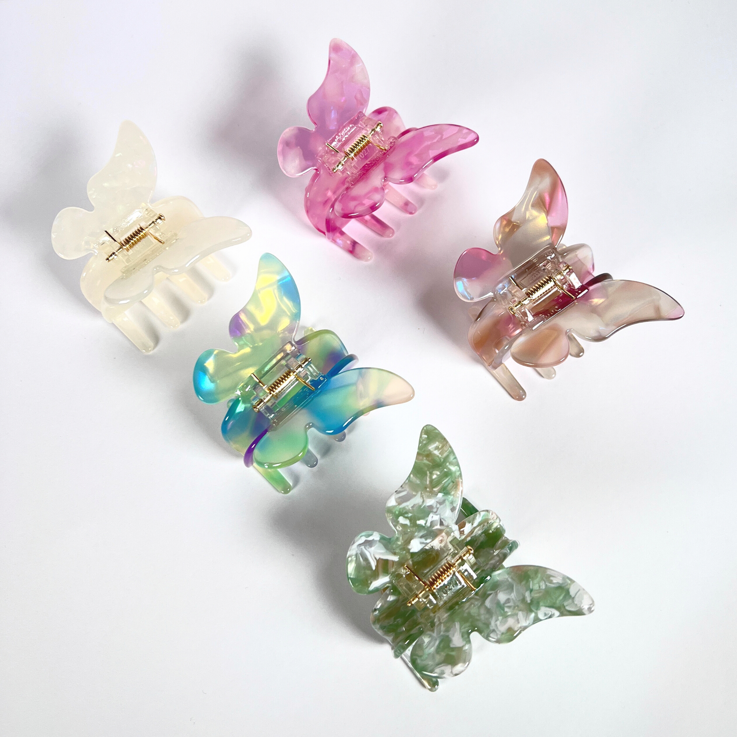 Multi-coloured Unique Marble Butterfly Claw Clip