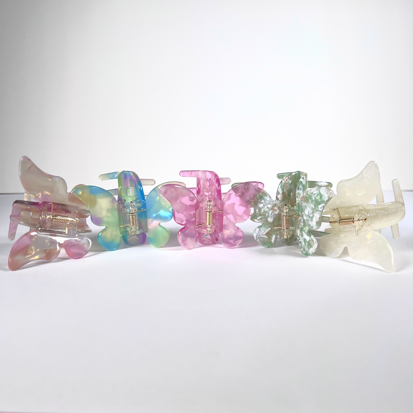 Multi-coloured Unique Marble Butterfly Claw Clip