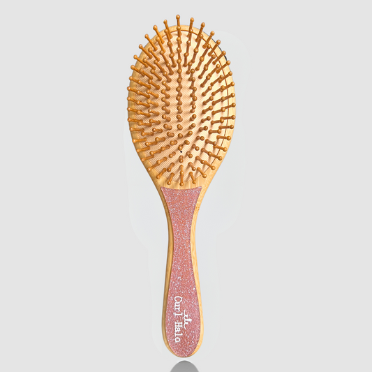 Bamboo Hair Brush | Pink Glitter Brush