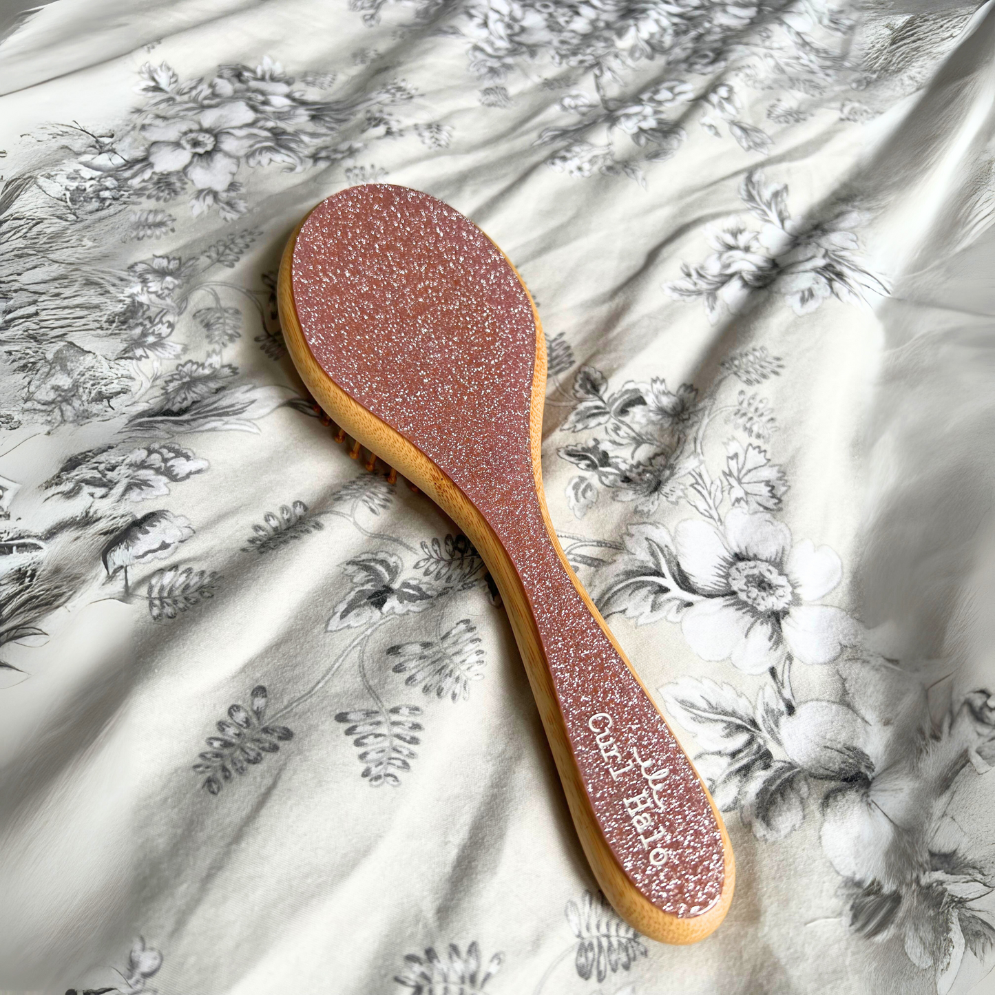 Bamboo Hair Brush | Pink Glitter Brush