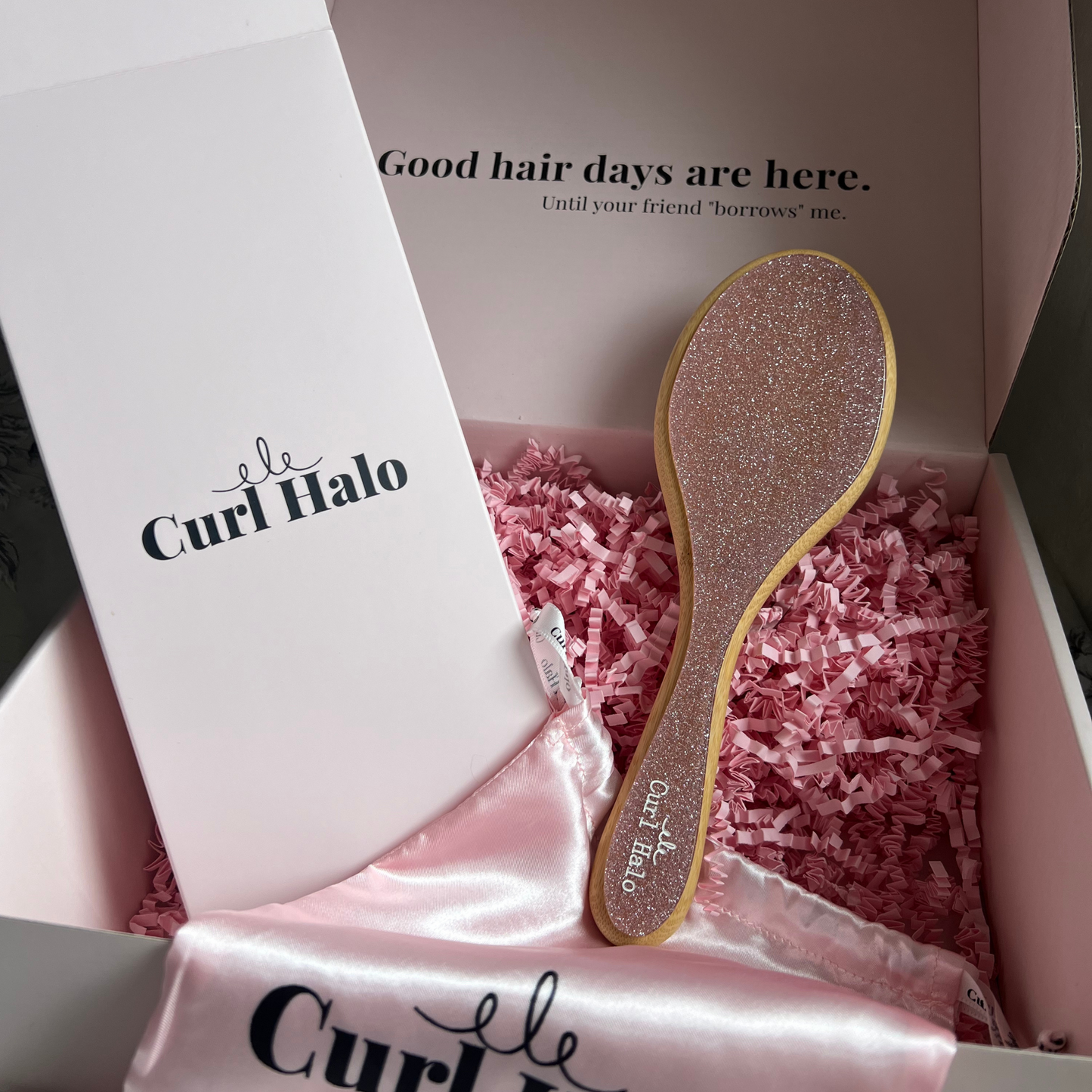 Bamboo Hair Brush | Pink Glitter Brush