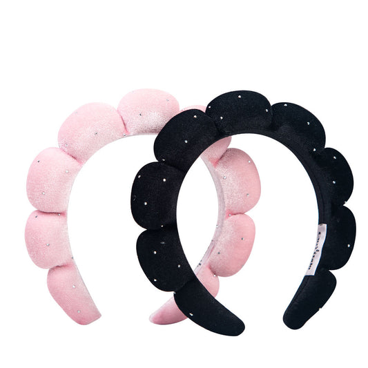 Diamanté Crystals Velvet Padded Cloud Headband | Luxury Skincare Headband