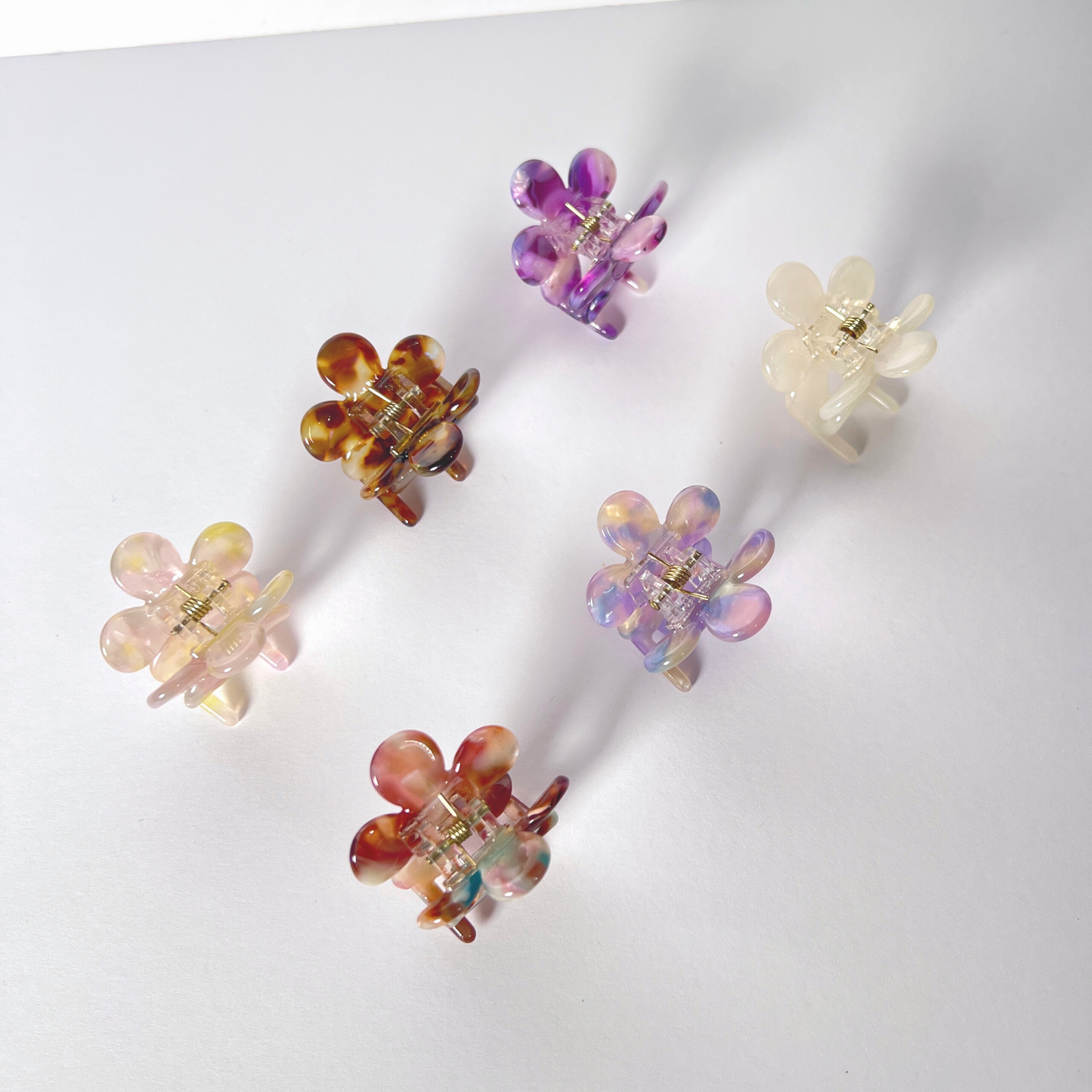 Unique Mini Flower Claw Clips | Multi-Coloured Pack of 6