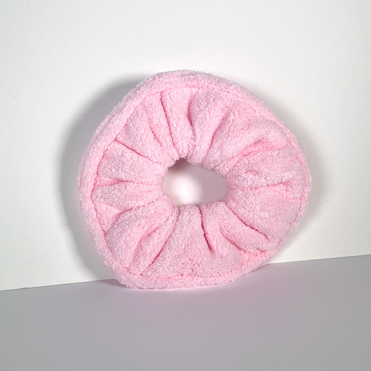Curl Halo | Large pink plush teddy scrunchie | Microfibre hair tie