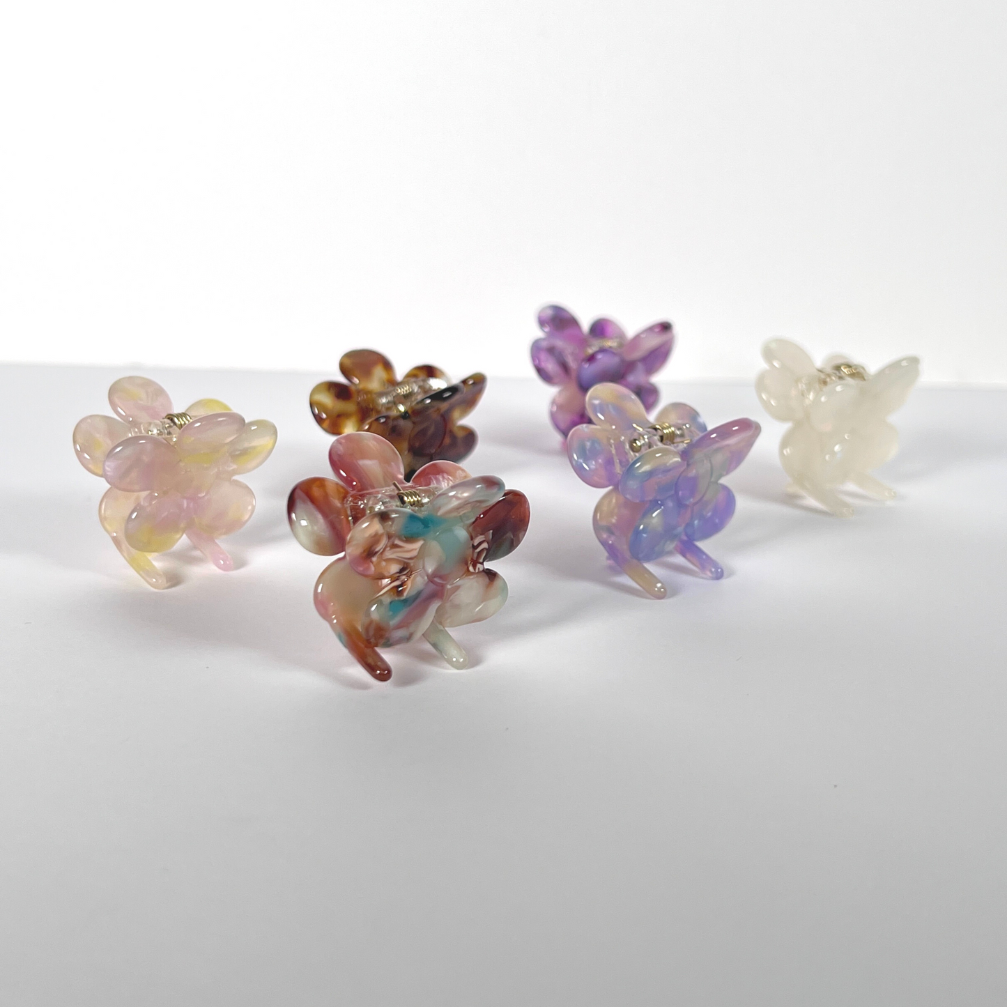 Unique Mini Flower Claw Clips | Multi-Coloured Pack of 6