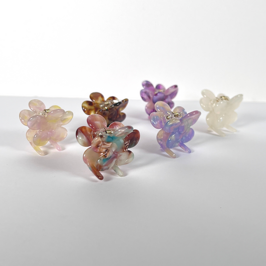 Unique Mini Flower Claw Clips | Multi-Coloured Pack of 6