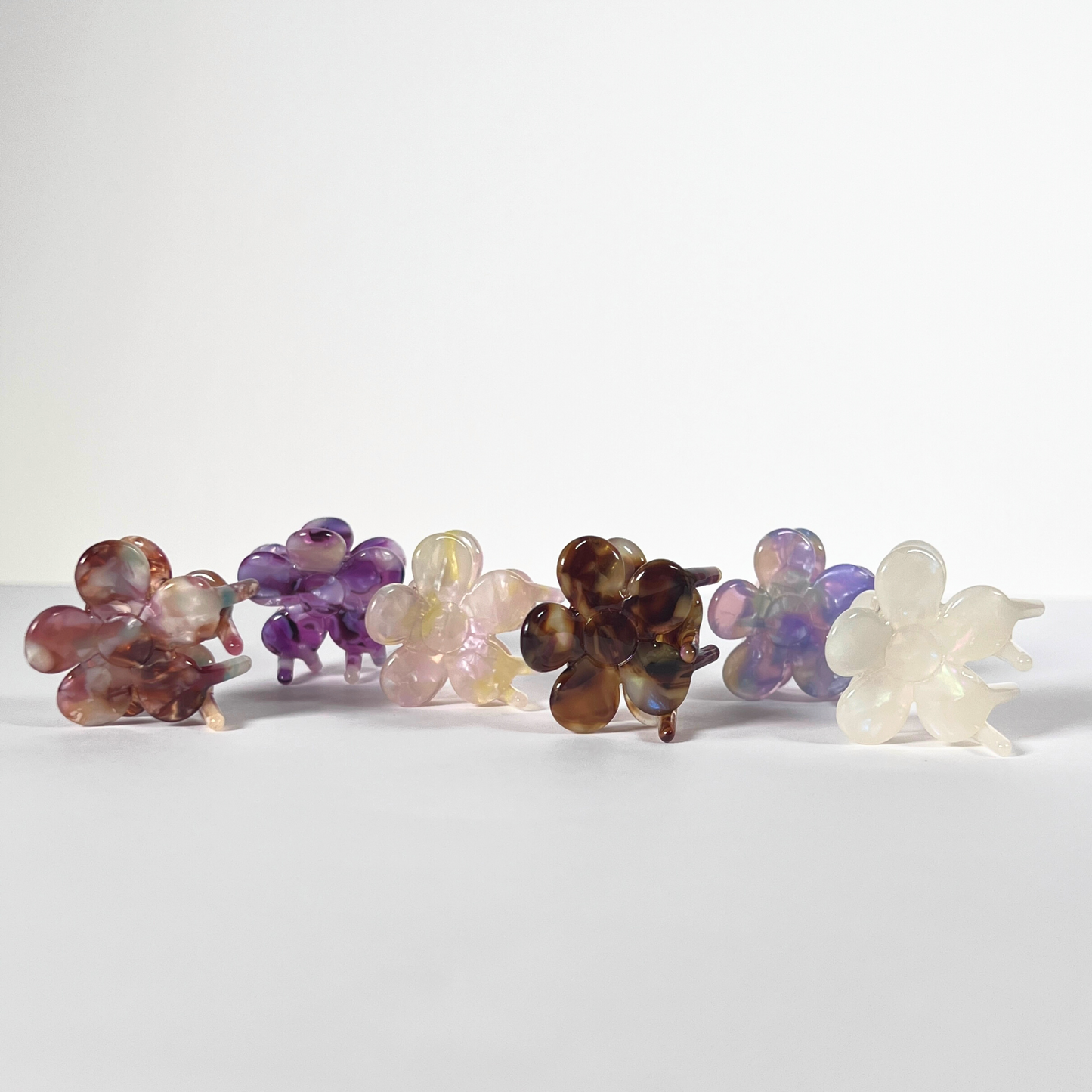 Unique Mini Flower Claw Clips | Multi-Coloured Pack of 6