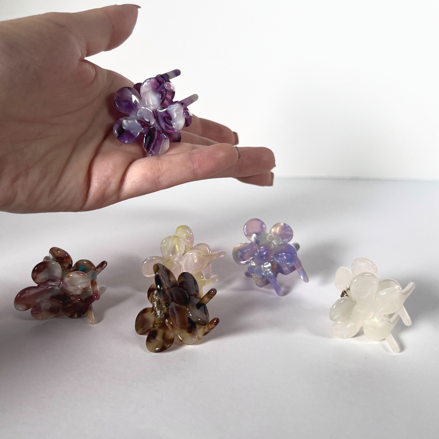 Unique Mini Flower Claw Clips | Multi-Coloured Pack of 6